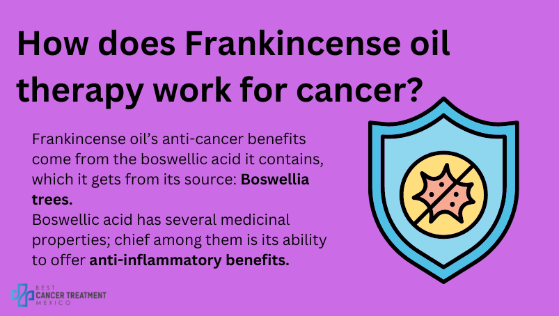 How does frankincense oil therapy work for cancer?